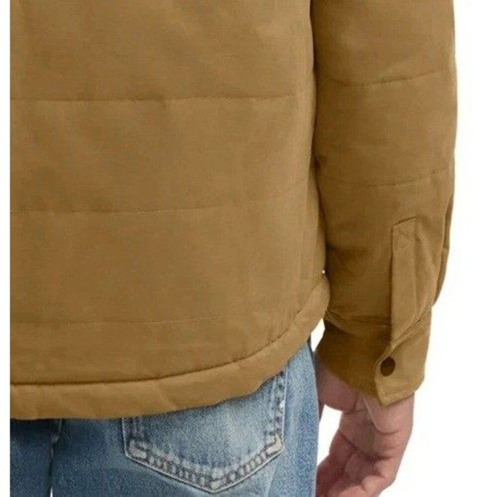 Hurley Mens Quilted Shirt Jacket Tan Medium M NWT Midweight Button Shacket Coat - Picture 4 of 5